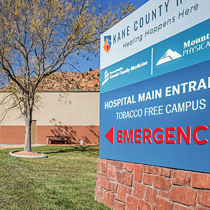 Kane County Hospital main entrance sign